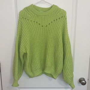 Womens lime green cable knit sweater